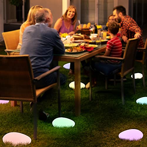 Solar Garden Lights, Outdoor Waterproof Garden Decorative Mood Light, Mini RGB Pebble Pool Light, for Garden Pathway, Yard, Lawn, Swimming Pool (3PCS)