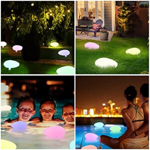 Solar Garden Lights, Outdoor Waterproof Garden Decorative Mood Light, Mini RGB Pebble Pool Light, for Garden Pathway, Yard, Lawn, Swimming Pool (3PCS)