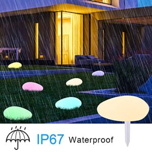 Solar Garden Lights, Outdoor Waterproof Garden Decorative Mood Light, Mini RGB Pebble Pool Light, for Garden Pathway, Yard, Lawn, Swimming Pool (3PCS)