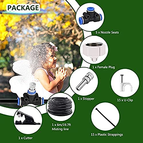 Trampoline Misting System, Garden Mister System, Outdoor Parasol Misting, DIY Greenhouse Misting System, for Patio, Garden, Lawn, Greenhouse,6m,Tranquillity69