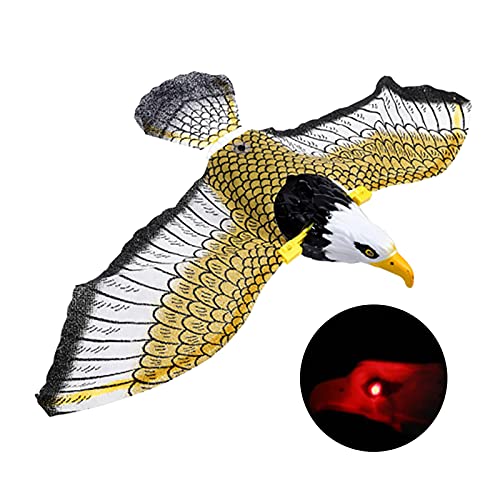 Fenteer Luminous Hanging Falcons Flyin Bird Scare Kite w/Music,Natural Enemy Pest Deterrent Scarecrow