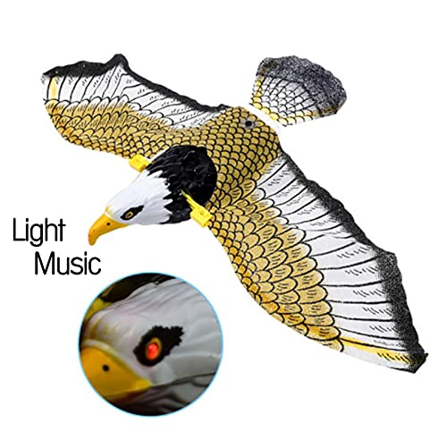 Fenteer Luminous Hanging Falcons Flyin Bird Scare Kite w/Music,Natural Enemy Pest Deterrent Scarecrow