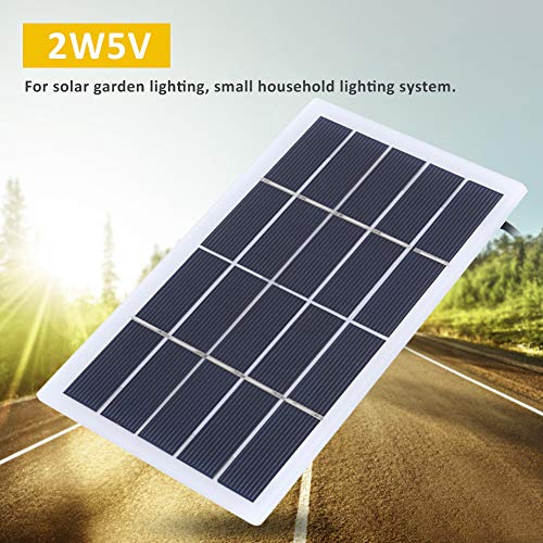 SPYMINNPOO Polysilicon Solar Power Battery Panel, 2W 5V Solar Panel with DC Interface Charging Outdoor Camping Hiking Garden Lamp Sportinggoods Other Mountaineering Camping Supplies
