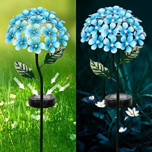 Aseakey Solar Lights Outdoor Garden Decorative Flowers Lights, Halloween Christmas Decoration , Color Changing LED Solar Powered Landscape Lights for Yard Patio(Blue Hydrangea)