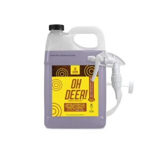 zone protects oh deer! deer and animal repellent spray. gallon with trigger sprayer. keeps deer and rabbits from your garden. deer repellent. rabbit repellent.