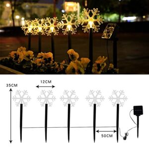 5 Pcs Solar Power Stake Lights Waterproof , 2 Lighting Modes Solar Outdoor Christmas Lights, Christmas Decoration Garden Path Lawn Courtyard Decoration (Snowflakes)