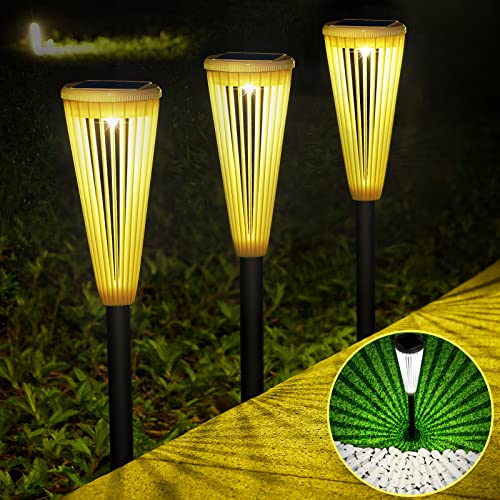 JMMXG 8 Pack Solar Pathway Lights Outdoor, 2-in-1 Hollow Garden Solar Lights Outdoor Landscape Decorative LED Solar Lights, Waterproof and Dusk-to-Dawn Solar Path Light for Yard Walkway Lawn Backyard