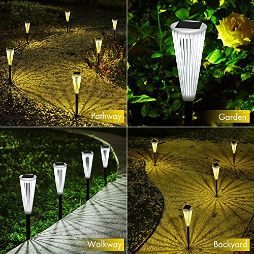 JMMXG 8 Pack Solar Pathway Lights Outdoor, 2-in-1 Hollow Garden Solar Lights Outdoor Landscape Decorative LED Solar Lights, Waterproof and Dusk-to-Dawn Solar Path Light for Yard Walkway Lawn Backyard