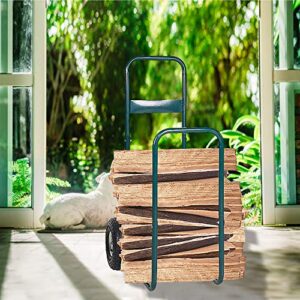 Livebest Firewood Log Cart Carrier Rolling Wood Mover Hauler Fire Rack Storage Holder Backyard Patio Garden, Green