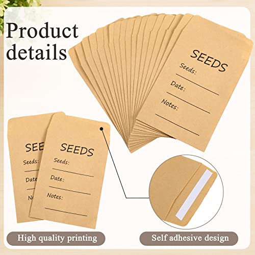 Seed Storage Box Organizer with 20 Pcs Resealable Self Stick Paper Seed Envelopes Wooden Compact Seed Packet Container with Lid Green Seed Storage Organizer Box Seed Packet Organizer