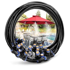 aozbz misting cooling system, 16.4ft (5m) misting line+5 mist nozzles & brass adapter outdoor misting system for garden patio trampoline greenhouse umbrella