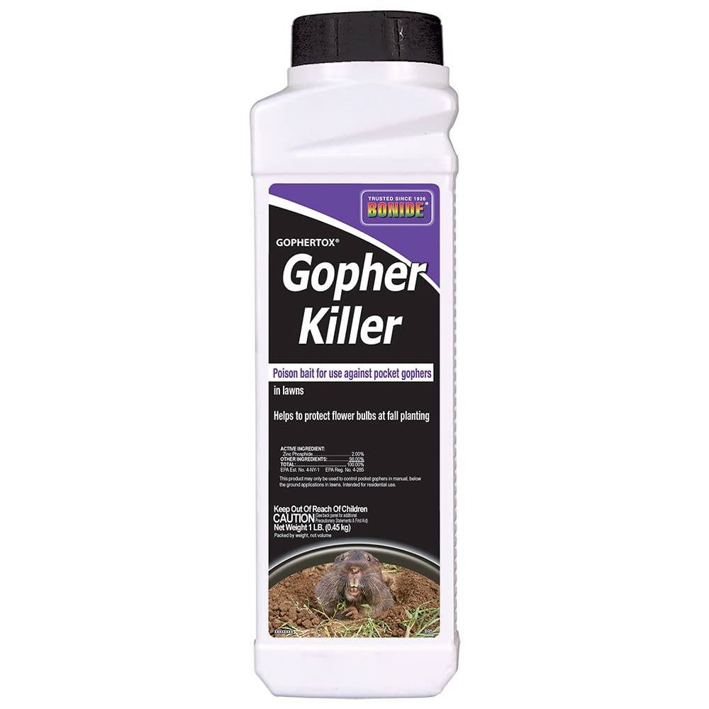 Bonide Gophertox Gopher Killer, 1 lb. Ready-to-Use Poison Bait Granules to Protect Lawn & Garden from Pocket Gophers