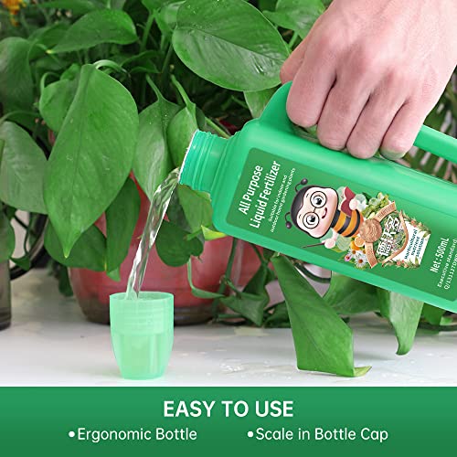 DWD 20-20-20 Liquid Fertilizer Indoor Plant Food All Purpose Plant Water Soluble Fertilizer Potted Liquid Plant Food Outdoor Garden Trees Flowers Fertilizer for Rooting Blossom 0.5Qt