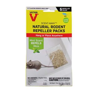 victor m805 scent-away natural rodent repeller – peppermint oil mouse and rat repellent – 5 high-strength rodent repelling sachets included