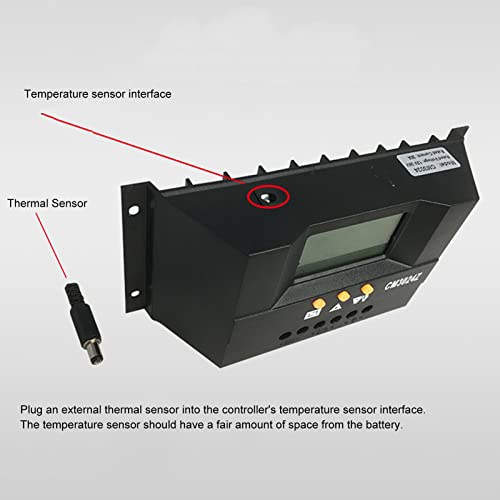 BOTEGRA PWM Solar Panel Regulator, Temperature Sensor Interface PVC PWM Solar Charge Controller Intelligent Multi Functional Buttons for Smart Home for Garden Lights