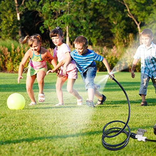 Patio Misters for Cooling Outdoor - 6.5Ft Outside Water Misting Cooling System with Two Spary Nozzles, Hose Attachment for Garden, Portable Mister for Pool Hummingbird Kids Water Playing (Black)