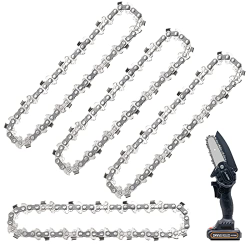 O-CONN Mini Chainsaw Chain, 4-Inch 1/4" Replacement Guide Saw Chain for 4 inch Mini Cordless Electric Portable Battery Powered Handheld Chainsaw (4pcs)