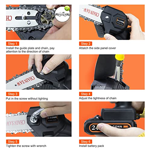 O-CONN Mini Chainsaw Chain, 4-Inch 1/4" Replacement Guide Saw Chain for 4 inch Mini Cordless Electric Portable Battery Powered Handheld Chainsaw (4pcs)