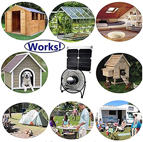 GOODSOZ 10W Solar Panel Fan Outdoor for Home Chicken House RV Car Gazebo Ventilation System