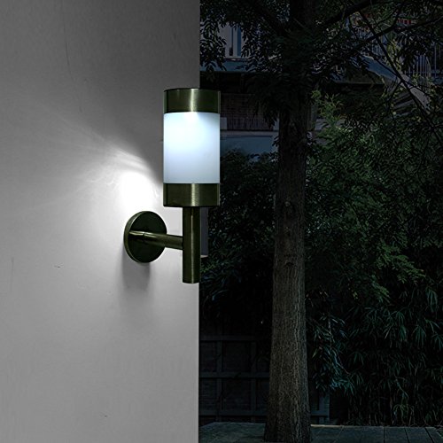 Yuehuam 2Pcs Solar Wall Lights Outdoor Wall Sconce Light Fixture Stainless Steel Waterproof Wall Lantern Decorative Garden Yard Lamp Light