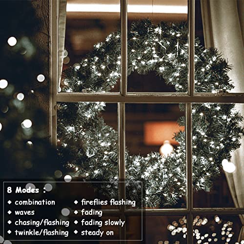 ZAIYW 4 Pack Battery Operated String Lights, 16.5 Ft Dark Green Wire 50 LED String Lights with Remote Timer 8 Modes Fairy Lights for Bedroom Party Patio Yard Garden Christmas Tree Decor (Cool White)