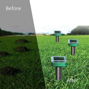 Solar Sonic Mole Repellent 4 Pack Gopher Repellent Groundhog Detergent Protect Outdoor Lawn and Garden