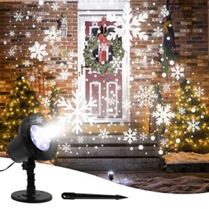 Christmas Snowflake LED Light Projector - Christmas Projector Lights Outdoor with Waterproof Plug in Moving Effect Wall Mountable for Garden Ballroom, Party, Halloween, Holiday