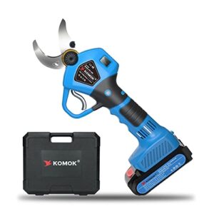 KOMOK Electric Pruning Shears with LED Display, Professional Cordless Electric Pruner, Battery Operated Pruners with 2 Lithium Batteries, 1.2" Cutting Diameter, 6-8 Working Hours for Efficient Pruning