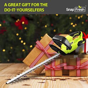 SnapFresh 20V Cordless Hedge Trimmer - 22" Dual-Action Blade, Hedge Trimmer Cordless with 2.0Ah Battery and Charger, Grass Trimmer