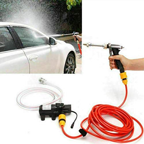 MASO Portable High Pressure Washer 12V, Car Electric Water Cleaner Wash Pump Kit +Jet Wash Cleaner Hose for Car Home Garden Wash