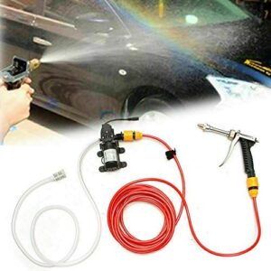 MASO Portable High Pressure Washer 12V, Car Electric Water Cleaner Wash Pump Kit +Jet Wash Cleaner Hose for Car Home Garden Wash