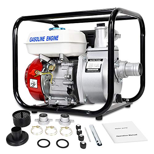 ECO LLC Gas-Powered Water Transfer Pump 2 Inch 160CC 158GPM Heavy Duty Semi-Trash Clean Water Pump Gasoline Engine for Pool Water Remove, lawn garden Irrigate