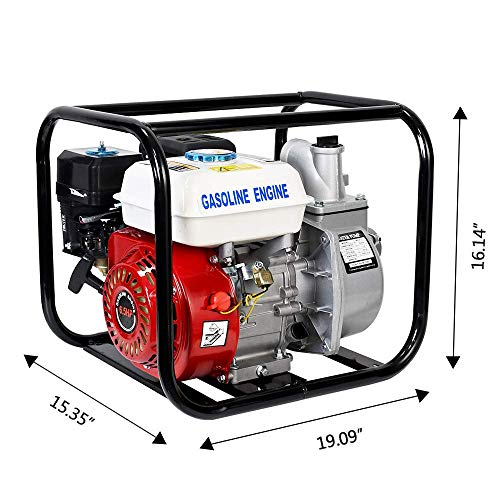 ECO LLC Gas-Powered Water Transfer Pump 2 Inch 160CC 158GPM Heavy Duty Semi-Trash Clean Water Pump Gasoline Engine for Pool Water Remove, lawn garden Irrigate