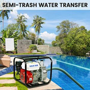 ECO LLC Gas-Powered Water Transfer Pump 2 Inch 160CC 158GPM Heavy Duty Semi-Trash Clean Water Pump Gasoline Engine for Pool Water Remove, lawn garden Irrigate