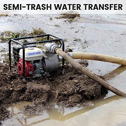 ECO LLC Gas-Powered Water Transfer Pump 2 Inch 160CC 158GPM Heavy Duty Semi-Trash Clean Water Pump Gasoline Engine for Pool Water Remove, lawn garden Irrigate