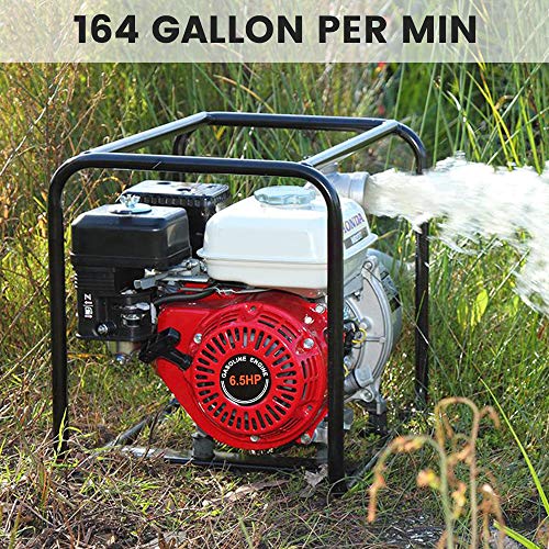 ECO LLC Gas-Powered Water Transfer Pump 2 Inch 160CC 158GPM Heavy Duty Semi-Trash Clean Water Pump Gasoline Engine for Pool Water Remove, lawn garden Irrigate