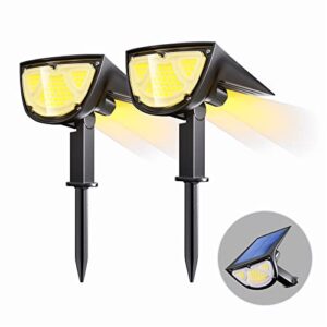 (2 pack, multicolor) solar spot lights outdoor, front & back lighting, 43 leds, ip65 waterproof, auto on/off, 2 modes, solar lights outdoor garden, wall lights, solar patio lights, yard lights