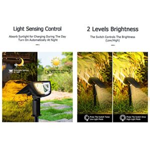 (2 Pack, Multicolor) Solar Spot Lights Outdoor, Front & Back Lighting, 43 LEDs, IP65 Waterproof, Auto On/Off, 2 Modes, Solar Lights Outdoor Garden, Wall Lights, Solar Patio Lights, Yard Lights