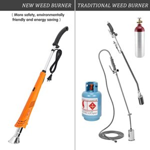 Electric Weed Burner, 1500W Weed Burner, Electric Weed Torch Up to 700℃, Environmental Friendly Weed Burner Torch with 3 Nozzles and 3M Cable, Portable Weed Torche for Garden, Patio, Drivewa