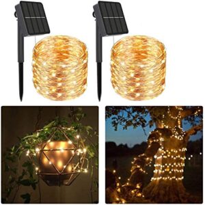 solar string lights,2-pack each 240 solar led string lights,78 ft ultra long solar christmas lights waterproof copper wire 8 modes flexible fairy light for trees garden decorations outdoor warm white