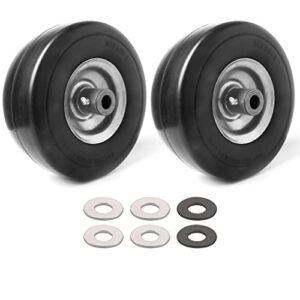 ar-pro (2-pack) 9×3.50-4” flat free lawnmower tire and wheel assemblies – pu tire on wheel and adapter kits with 4″ centered hub, 3/4″ bushings