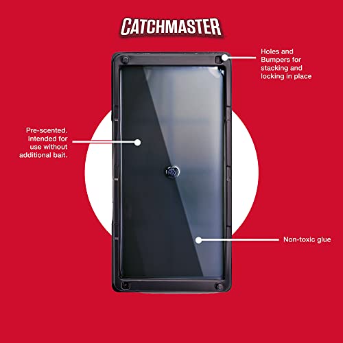 Baited Glue Traps by Catchmaster - 6 Pre-Baited Trays, Ready to Use Indoors. Rat Mouse Snake Exterminator Plastic Sticky Adhesive Easy No-Mess Simple Non-Toxic Disposable - Made in The USA