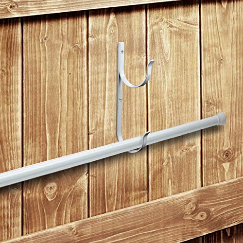 2 Pcs Set Pool Pole Hangers Heavy Duty Aluminium Holder with Screws Perfect Hooks for Swimming Pool Telescopic Poles Skimmers Nets Brushes Vacuum Hose Garden Equipment Outdoor Supplies (White)