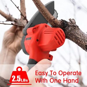 DRINCOSH Mini Chainsaw,4 Inch Portable Handheld Electric Chainsaw,Cordless Chain Saw Pruning Shears Chainsaw for Tree Branches,Courtyard,Household and Garden with 2 BATTERY