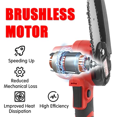 DRINCOSH Mini Chainsaw,4 Inch Portable Handheld Electric Chainsaw,Cordless Chain Saw Pruning Shears Chainsaw for Tree Branches,Courtyard,Household and Garden with 2 BATTERY