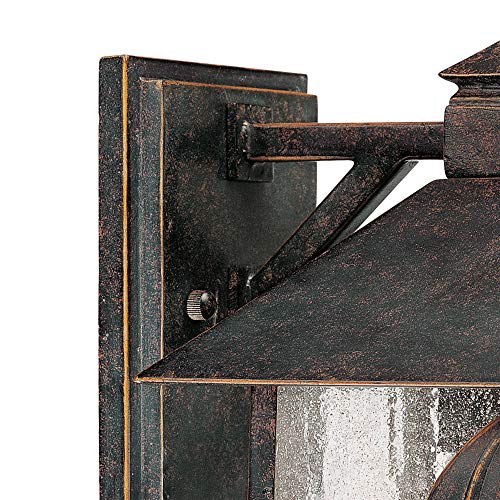 Franklin Iron Works French Garden Rustic Farmhouse Outdoor Wall Light Fixture Bronze Lantern 10 1/2" Clear Seedy Glass for Exterior Barn Deck House Porch Yard Patio Outside Garage Front Door Garden