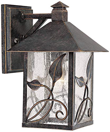 Franklin Iron Works French Garden Rustic Farmhouse Outdoor Wall Light Fixture Bronze Lantern 10 1/2" Clear Seedy Glass for Exterior Barn Deck House Porch Yard Patio Outside Garage Front Door Garden