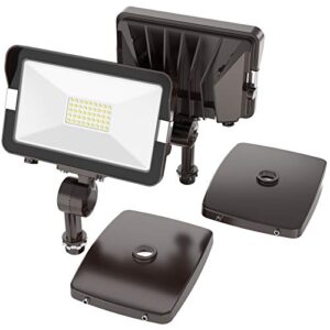 hyperlite 2 pack 30w led flood light outdoor with knuckle mount, wall mount 5000k 3,300lm ip65 waterproof led security lights for yard garden garage ul listed