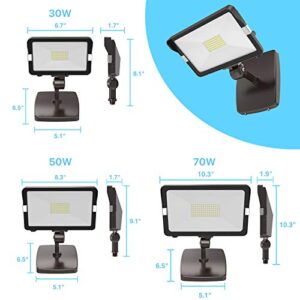 HYPERLITE 2 Pack 30W LED Flood Light Outdoor with Knuckle Mount, Wall Mount 5000K 3,300Lm IP65 Waterproof LED Security Lights for Yard Garden Garage UL Listed