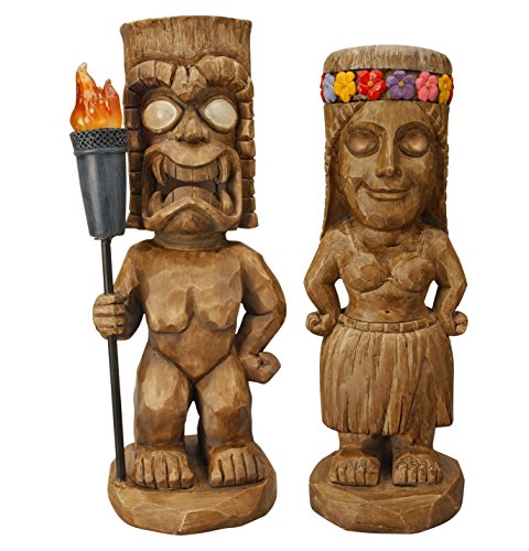 Moonrays 95962 Tiki Themed Outdoor Solar Light Garden Gnome Island Princess